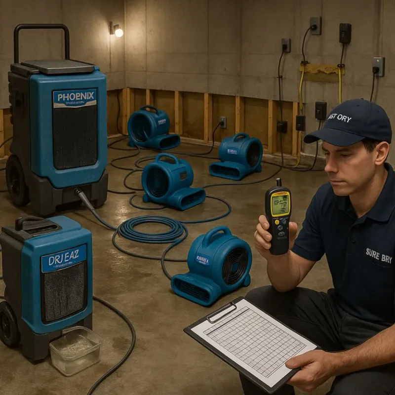 Structural Drying and Dehumidification process in Hutchinson County, TX